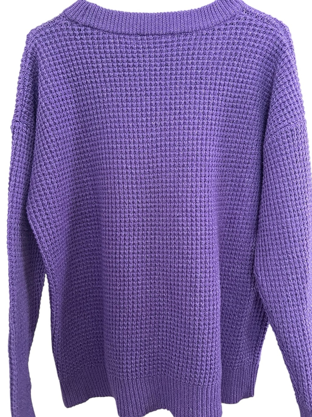 Purple Waffle Knit Crewneck Sweater - Women - Picture 2 of 6